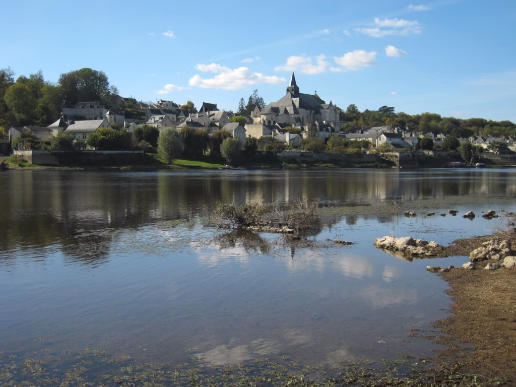 Vue du village de Candes-Saint-Martin au bord de la Loire